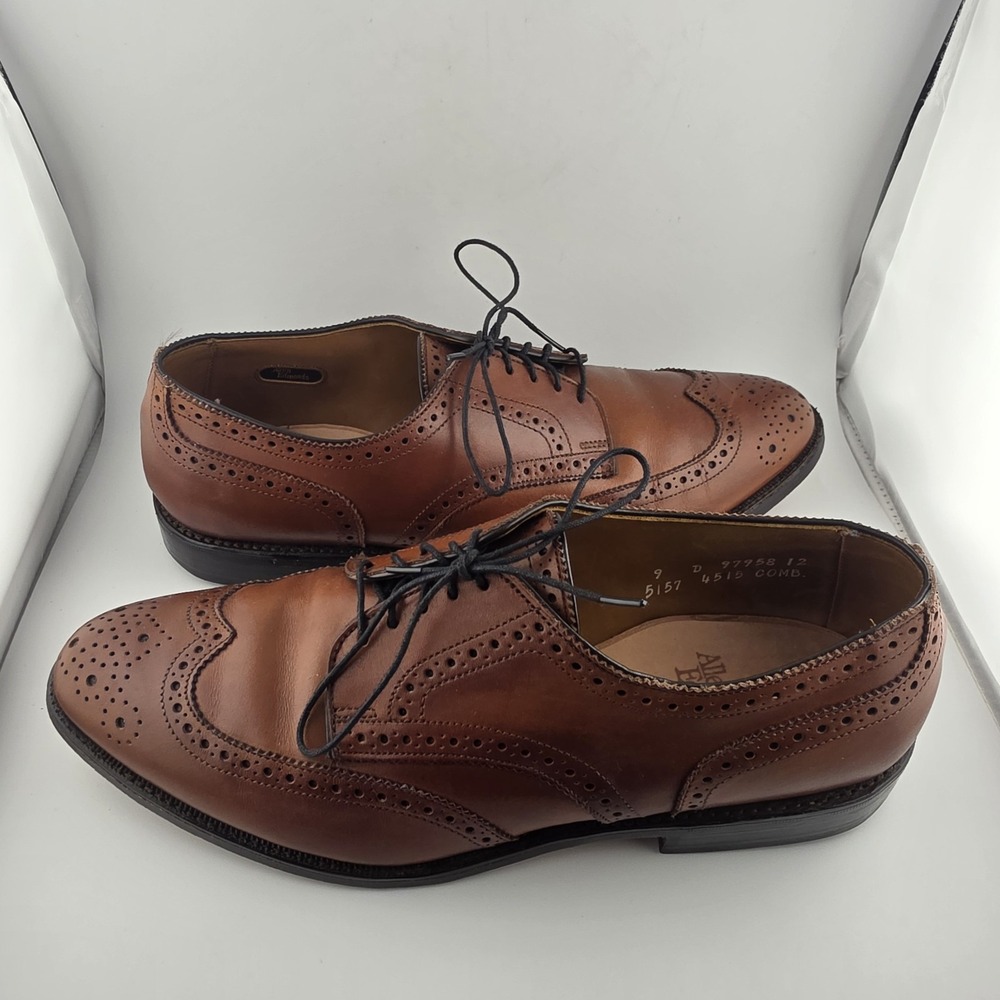 ALLEN EDMONDS Lloyd Brown Leather Wingtip Oxfords Men's Size 9 Brown Preppy Used - Picture 4 of 8